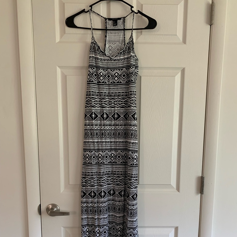 Patterned black and white maxi dress